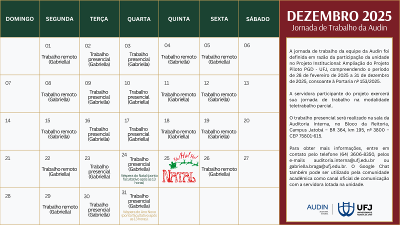 Calendário Audin Dezembro 2025
