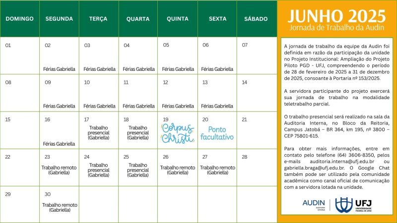 Calendário Junho 2025